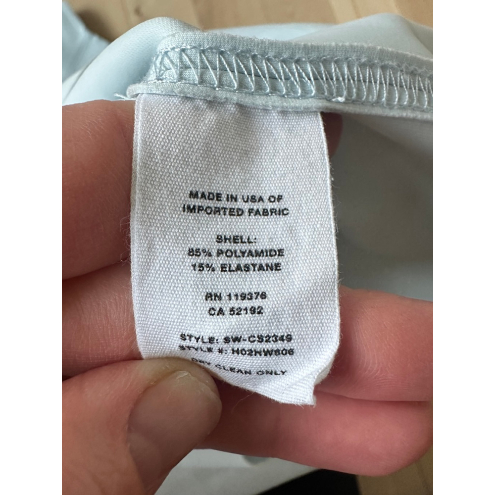 HELMUT LANG Light Blue Off-Shoulder Bodycon Dress S – Made in USA Designer Minim - Picture 8 of 10